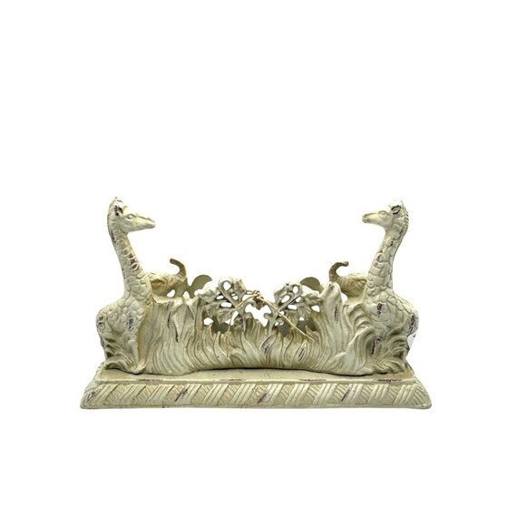 Vintage Cast Iron Giraffe & Elephant Napkin Holder - Picture 1 of 7